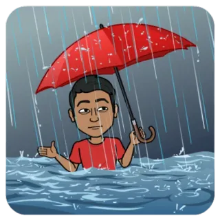 🚿 Bitmoji, ฝน, ร่ม, อากาศ, น้ำท่วม telegram sticker