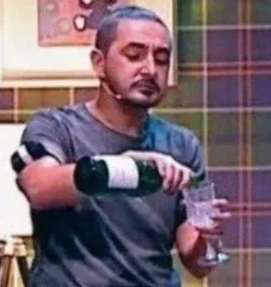 🍾 Mann, Einschenken, Alkohol, Getränk, Champagner, Porträt telegram sticker