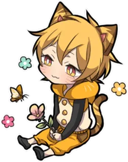 🦋 고양이, 애니메이션, 귀여운, 만화, 치비, 꽃, 카와이 telegram sticker