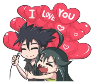 🤗 I LOVE YOU love, hearts, couple, anime, cute telegram sticker