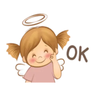 👌 OK Engel, Heiligenschein, Flügel, Okay, Zustimmung, Süß, Mädchen whatsapp sticker