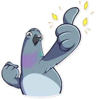 👍 paloma, pájaro, pulgar arriba, me gusta, ok, bien telegram sticker