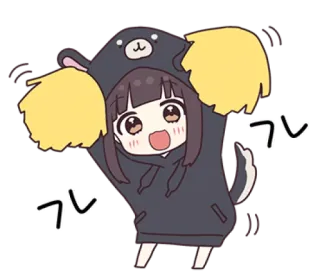 🌩 フレ Anime, Cheerleader, Chibi, Süß, Kawaii, Bären-Hoodie telegram sticker