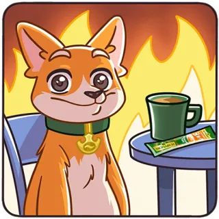 🔥 MONARCH dog, animal, pet, coffee, cartoon, cozy, fire, chair telegram sticker