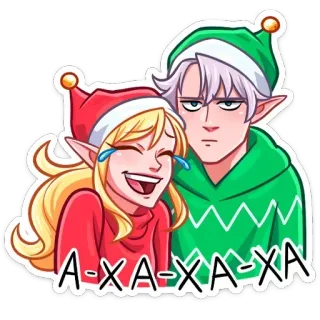 😂 A-XA-XA-XA elfo, natale, ridere, divertente, cartoni animati, vacanze telegram sticker