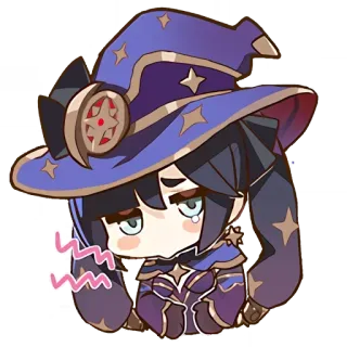 🌸 Mona anime, sorrow, sad, mage, hat, magic, tears telegram sticker