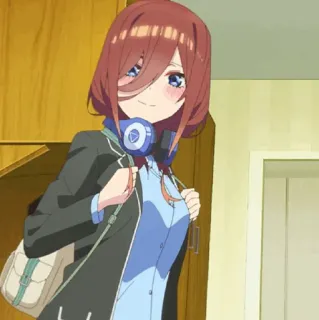 🐾 Miku Nakano The Quintessential Quintuplets Anime, Manga, Waifu, Carino, Personaggio, Ragazza, Cuffie telegram sticker