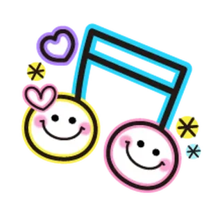 ❤️ music, smiley face, note, cute, cartoon whatsapp sticker