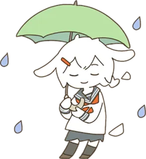 💧 cartoon, character, umbrella, cute, rain, kawaii, anime, style, happy whatsapp sticker