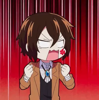 🥀 Anime, Chibi, Wütend, Roter Hintergrund, Cartoon whatsapp sticker