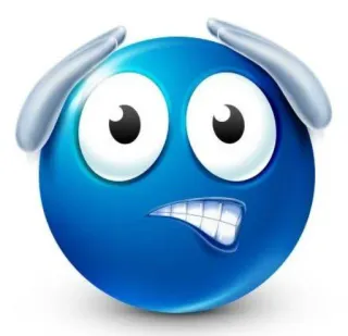 😟 Emoji, Schockiert, Verängstigt, Besorgt, Blau, Cartoon whatsapp sticker
