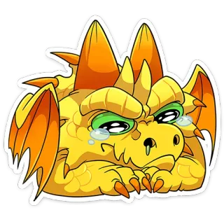 😭 smok, płaczący, smutny, kreskówka, naklejka, żółty, pomarańczowy telegram sticker