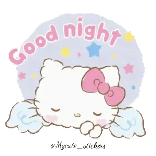 🐱 Hello Kitty Good night hello kitty, goedenacht, sterren, kawaii, schattig, slaap telegram sticker
