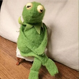 🤔 Kermit Kermit the Frog, Muppets, puppet, green, meme, sitting, chill, relax telegram sticker