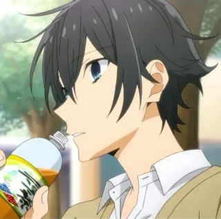 ✏️ Izumi Miyamura Horimiya Anime, Chico, Bebiendo, Adolescente, Pelo negro telegram sticker