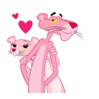 😍 Pink Panther Cartone animato, Rosa, Pantera, Amore, Abbraccio, Coppia telegram sticker