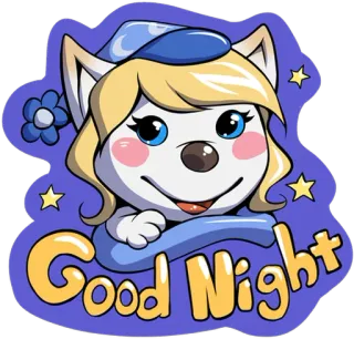 🌃 Good Night good night, sleep, cartoon, animal, dog, sticker, cute telegram sticker