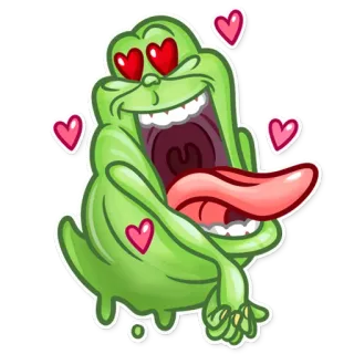 😍 Slimer Ghostbusters Desenho animado, Engraçado, Slimer, Caça-fantasmas, Monstro, Amor, Corações telegram sticker