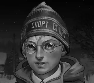 😳 СПОРТ СПОРТ Junge, Hut, Winter, Brille, Porträt, Russisch telegram sticker
