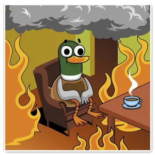 🔥 kaczka, ogień, kawa, kreskówka, mem, wszystko w porządku telegram sticker