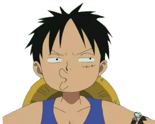 😗 Monkey D. Luffy One Piece 애니메이션, 원피스, 몽키 D. 루피, 웃긴 얼굴, 만화 telegram sticker