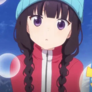 🍇 anime girl, cute, cartoon, winter, hat, braids, animated, female telegram sticker
