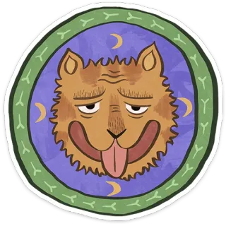😺 perro, dibujo animado, animal, luna, círculo, lengua, mascota, ilustración telegram sticker