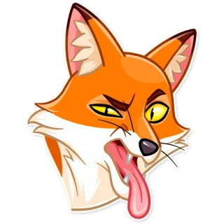 🤢 fox, animal, cartoon, sticker, tongue, angry, illustration telegram sticker