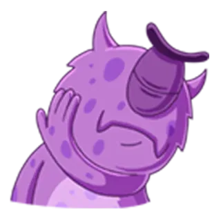 😏 mostro, cartone animato, viola, triste, annoiato, riposo, esausto telegram sticker