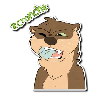👅 Cronch otter, cartoon, animal, cronch, eating telegram sticker