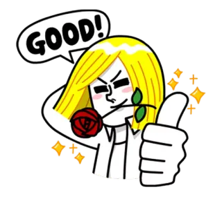 👍 GOOD! хорошо, роза, большой палец вверх, позитивный, одобрение, блеск telegram sticker
