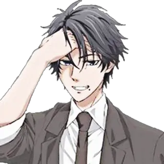 🚸 อนิเมะ, ผู้ชาย, สูท, หงุดหงิด, ท่าทาง telegram sticker