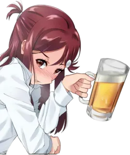 😍 Anime, Mädchen, Bier, Trinken, Cartoon telegram sticker