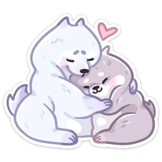 😍 animals, dogs, cute, love, heart, hug, friendship telegram sticker