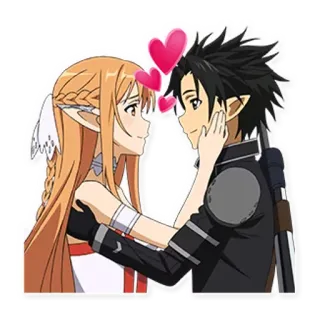 💑 Kirito & Asuna Sword Art Online 애니메이션, 커플, 사랑, 로맨스, 포옹, 키스 telegram sticker