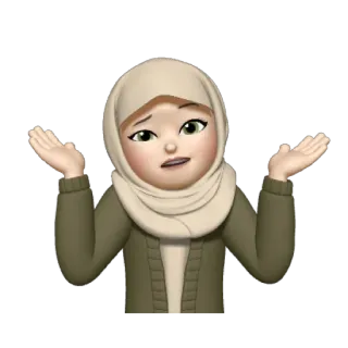 💿 kobieta, hidżab, wątpliwość, pytanie, niepewny/a, wzruszenie ramionami telegram sticker