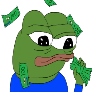 😎 Pepe ペペ, カエル, お金, 金持ち, ミーム telegram sticker