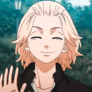 🎭 Mikey anime, character, blonde hair, smiling telegram sticker
