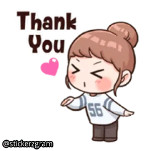 😍 Thank You gracias, lindo, dibujos animados, chica, corazón, saludo telegram sticker