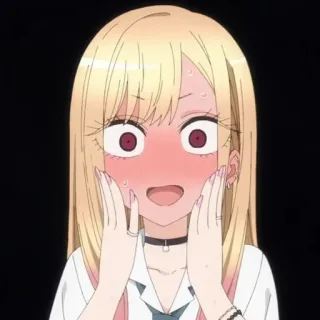 🍰 Marin Kitagawa My Dress-Up Darling Anime, cheveux blonds, mignon, choquée, fille, Marin Kitagawa, My Dress-Up Darling telegram sticker