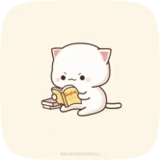 📔 gatto, leggere, libro, carino, kawaii telegram sticker
