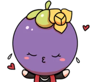 😙 Kreskówka, Słodkie, Mangostan, Owoc, Kawaii telegram sticker