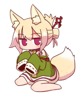 ❤️ Чиби, Аниме, Лиса, Кемономими, Милый, Сидящий telegram sticker