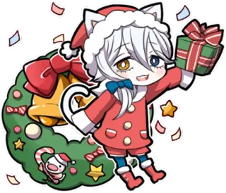 🎅 boże narodzenie, kot, prezent, święta, słodki, kawaii, chibi, zima telegram sticker