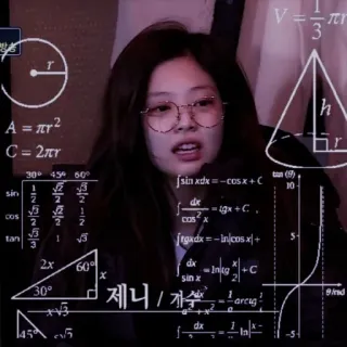 🦖 Jennie 제니/가쑤 matemática, cálculos, kpop, pensando, confuso, equações, fórmula telegram sticker