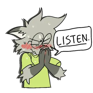 👂 LISTEN. pleading, cute, cartoon, request, listen, sweat, anxious whatsapp sticker