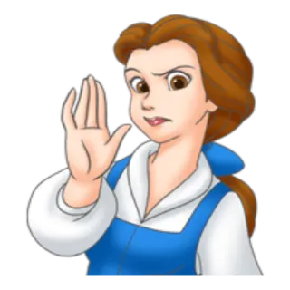 ✋ Belle Beauty and the Beast ดิสนีย์, เบลล์, โฉมงามกับเจ้าชายอสูร, การ์ตูน, ท่าทางมือ, ไม่เห็นด้วย telegram sticker