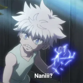 😳 Killua Hunter x Hunter Naniii? アニメ, キルア, ハンターハンター, 電気, 衝撃, なに telegram sticker