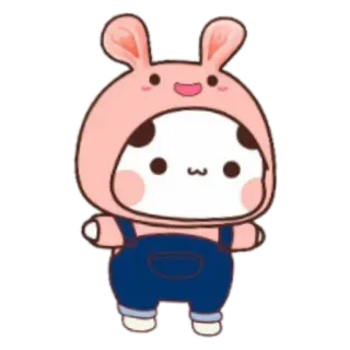 🐼 милый, кролик, каваий, животное, мультфильм, розовый, иллюстрация telegram sticker