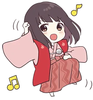 💃 Anime, Chibi, Lindo, Kawaii, Baile, Música, Femenino, Dibujos animados telegram sticker